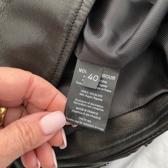 Nour Hammour Sophia Zip-Front Leather Jacket w/ Studded Embroidered Sleeves - Picture 6 of 14